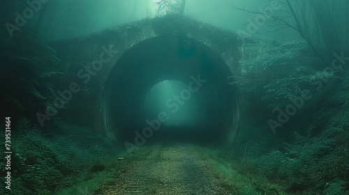 A tunnel shrouded in a haze, like a mystical corridor into the other worl