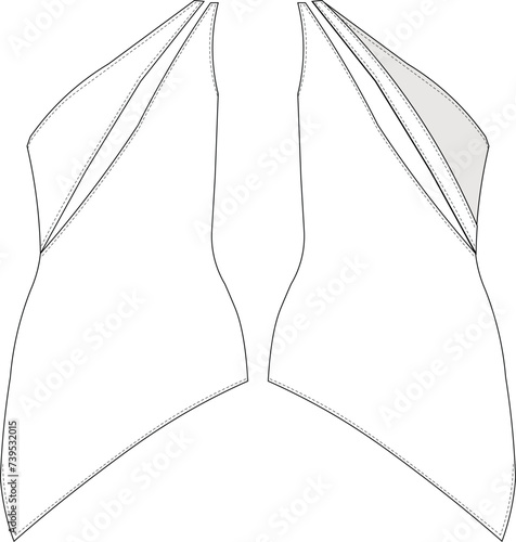 asymmetrical neck asymmetric hem backless low-cut bodycon mini dress gown template technical drawing flat sketch cad mockup fashion woman design style model
