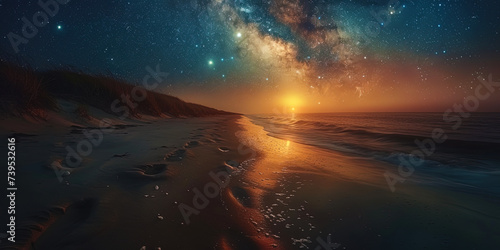 Fascinating constellations, like grains of shining sand on the shores of the endless s photo