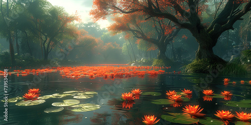 Mystical swamps, dotted with old trees and floating lilies, like a place where magic and miracles