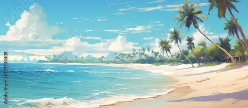 Wallpaper Mural vector illustration of summer beach graphic design with a photography camera icon on the beach background Torontodigital.ca