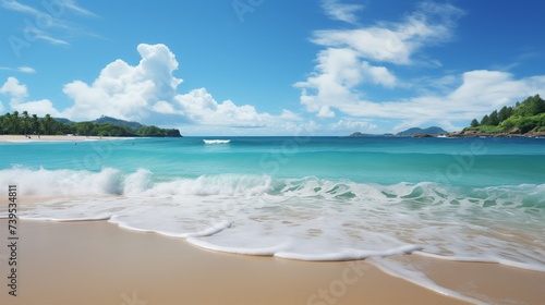 vector illustration of summer beach graphic design with a photography camera icon on the beach background