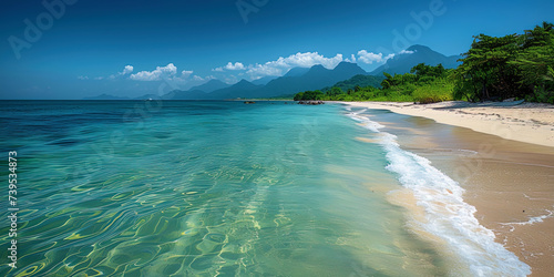 Silver beaches washed by waves of a warm ocean, like a sea space framed by majestic mountain