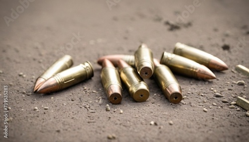 ammo bullets on the ground - violence, conflict, police, war military, criminal, death, hunt concept. generative ai. 