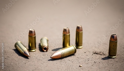 ammo bullets on the ground - violence, conflict, police, war military, criminal, death, hunt concept. generative ai. 