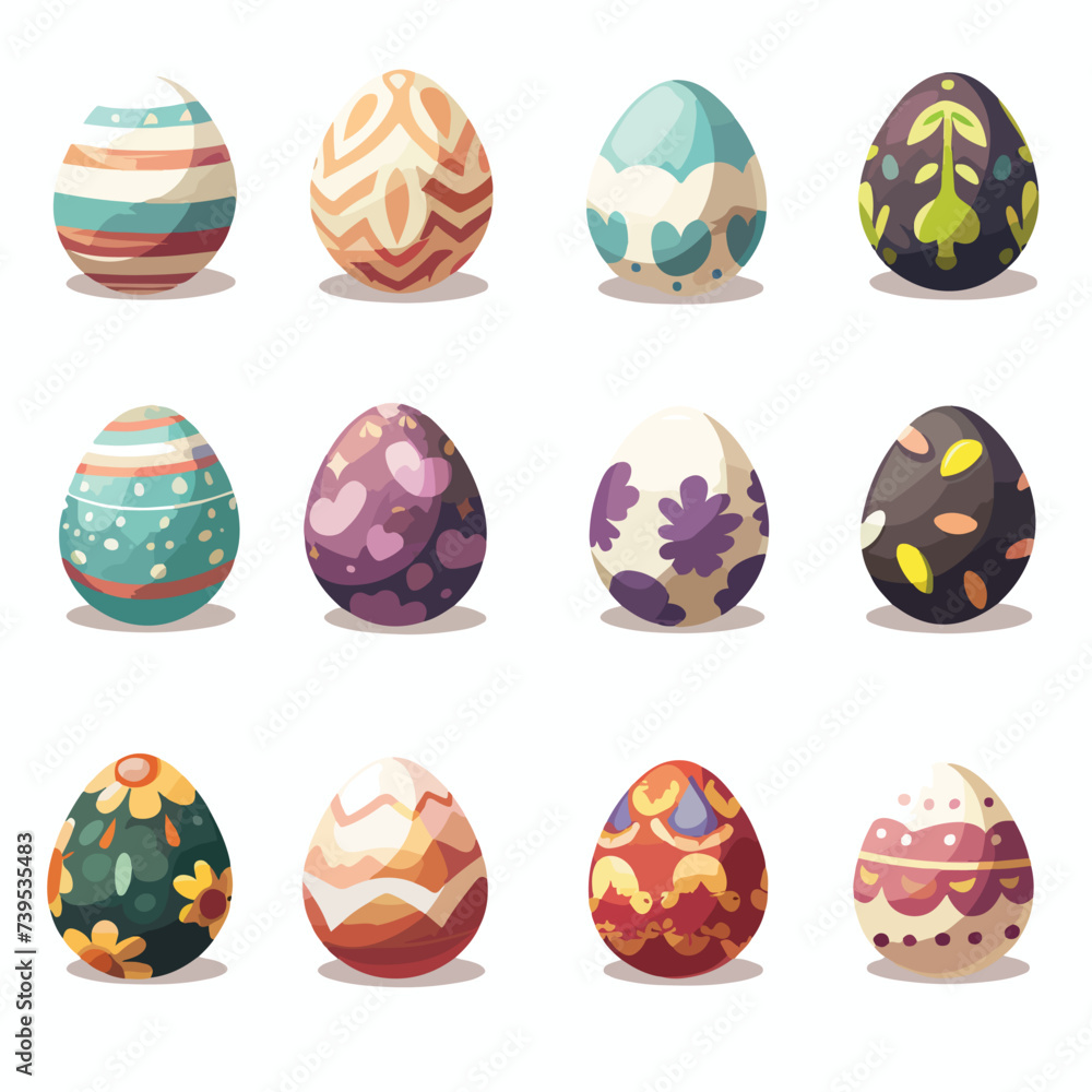 Vector illustration   easter egg icons isolated W
