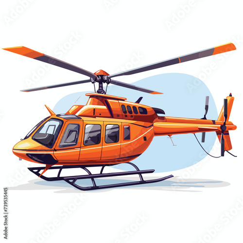 Vector illustration. Orange helicopter. isolated