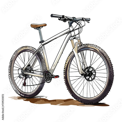 Vector illustration of hardtail mountain bike wit photo