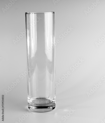 Empty crystal vase on white background. The vase was made in the mid-20th century.