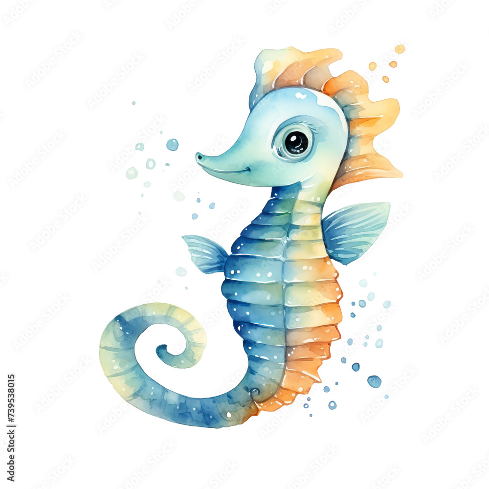 Fototapeta premium seahorse illustration isolated on white background 
