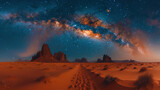 The sky above the desert, where the clouds are rare and individual stars shine with bright light,