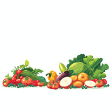 Vegetables and fruit isolated White background ca