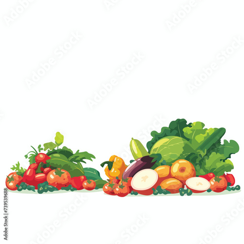 Vegetables and fruit isolated White background ca