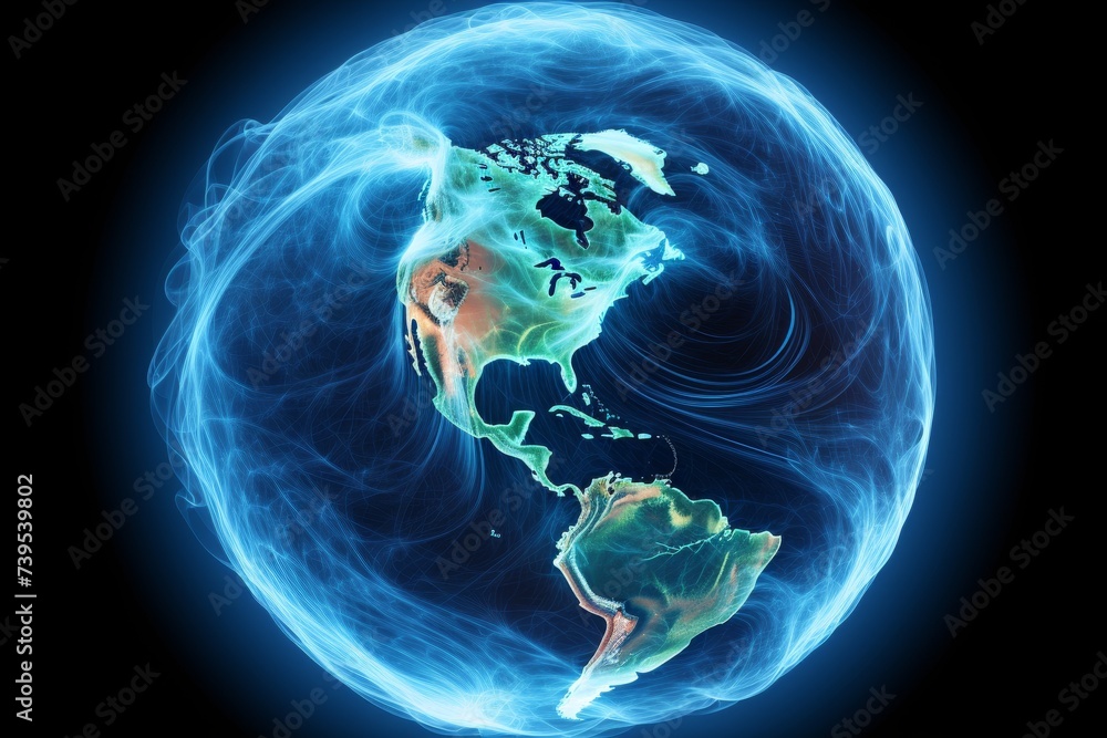 Global warming crisis. earth globe with animated heat waves illustrating el nino impact - obrazy, fototapety, plakaty 