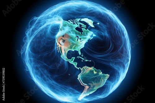 Global warming crisis. earth globe with animated heat waves illustrating el nino impact