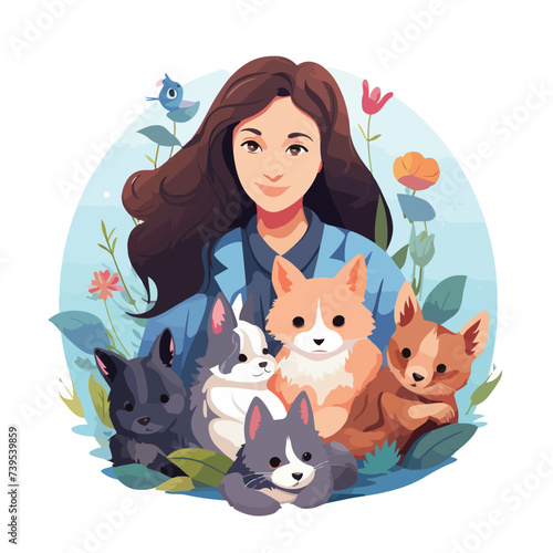 Veterinarian with pets concept. Woman in medical