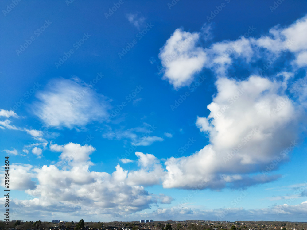 High Angle View of Winter Sky and Clouds over City of England UK High Angle View of Winter Sky and Clouds over City of England UK