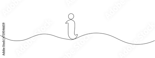 Information symbol with one continuous line. One editable help desk line. Information line icon. Help desk icon, help. Vector illustration.