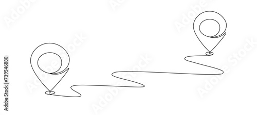 Single line line map symbol, location point for business. Pin location, geosign of a editable line continuous drawing . Gps navigation and Travel concept. Vector illustration for delivery services