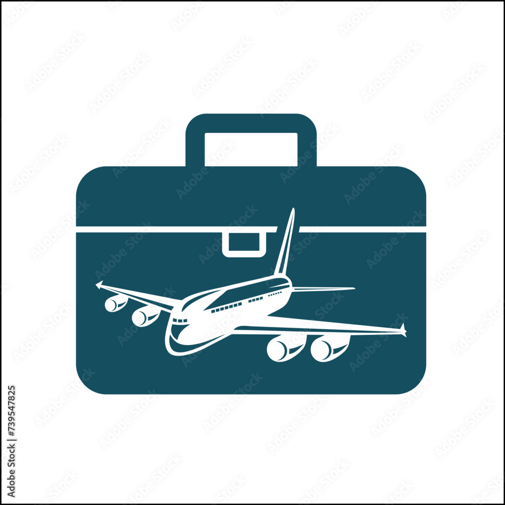 Plane and Bags logo design modern for travel and business traveling symbol Plane and Bags logo design modern for travel and business traveling symbol