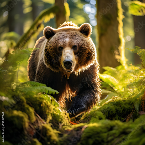 Majestic Wanderer: Captivating Image Of A brown bear Exploring The Wilderness Forest
