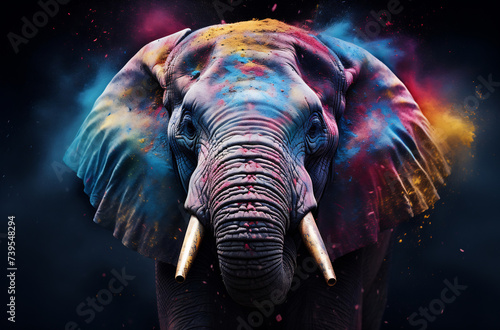 Elephant in a Cloud of Rainbow Hues