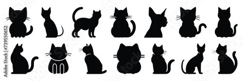 Cat silhouettes set, large pack of vector silhouette design, isolated white background
