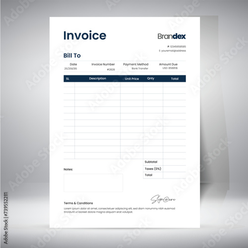 creative and minimalist business invoice template vector format, illustrator, receipt voucher, sale voucher, bill voucher, business invoice template vector graphic template unique and minimal
