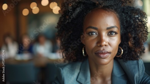 Confident Black Businesswoman Leading a Meeting in a Boardroom Generative AI © Alex