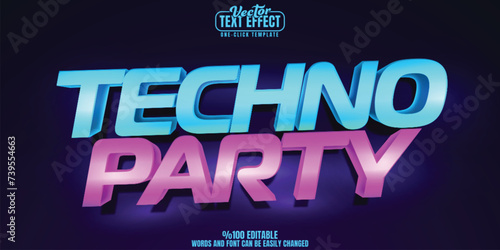 Party editable text effect, customizable music and disco 3D font style
