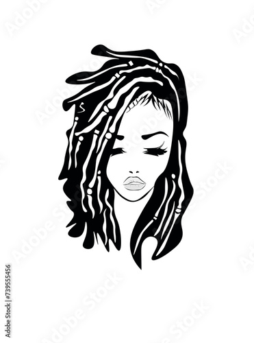 Girl with hair. Portrait of the young African woman. Girl in a dreadlocks. Abstract woman.