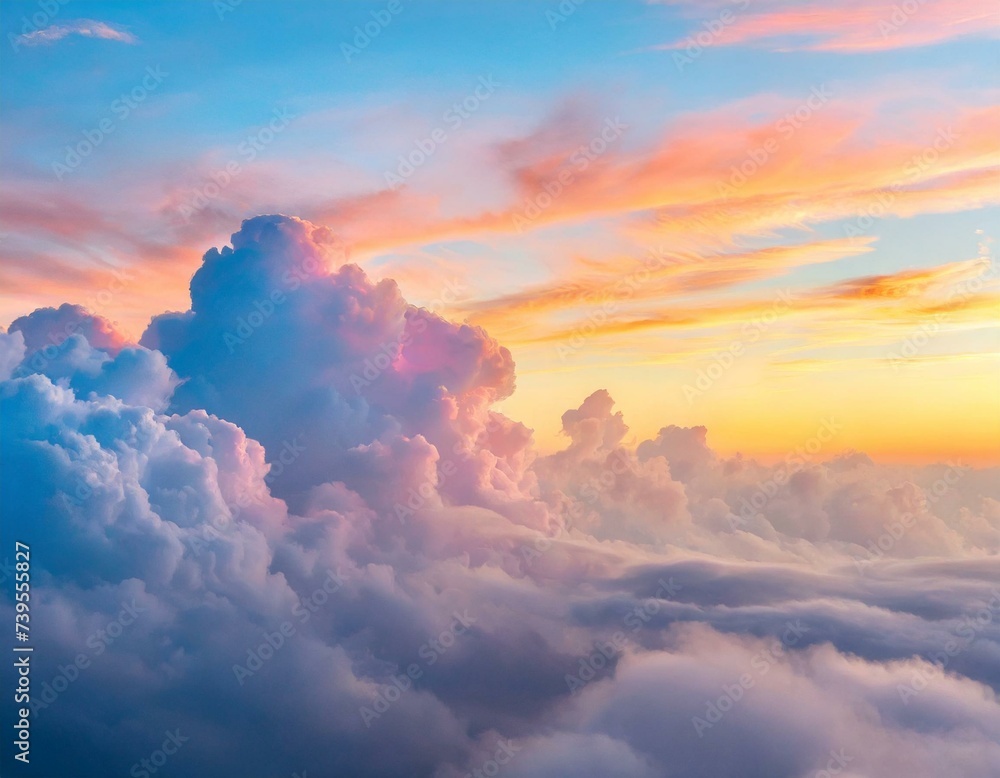 watercolor pastel sky cloud background, abstract sunset sky with puffy clouds watercolor pastel sky cloud background, abstract sunset sky with puffy clouds