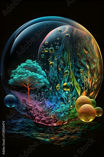 an intricate and detailed abstract t-shirt design of a beautiful magical fantasy forest with glowing mushrooms and faery mystical creatures under a full moon at night using algorithmic art, phylloxi