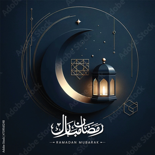 Free luxury vector realistic greeting ramadan kareem mubarak arabic ramazan banner post calligraphy design image