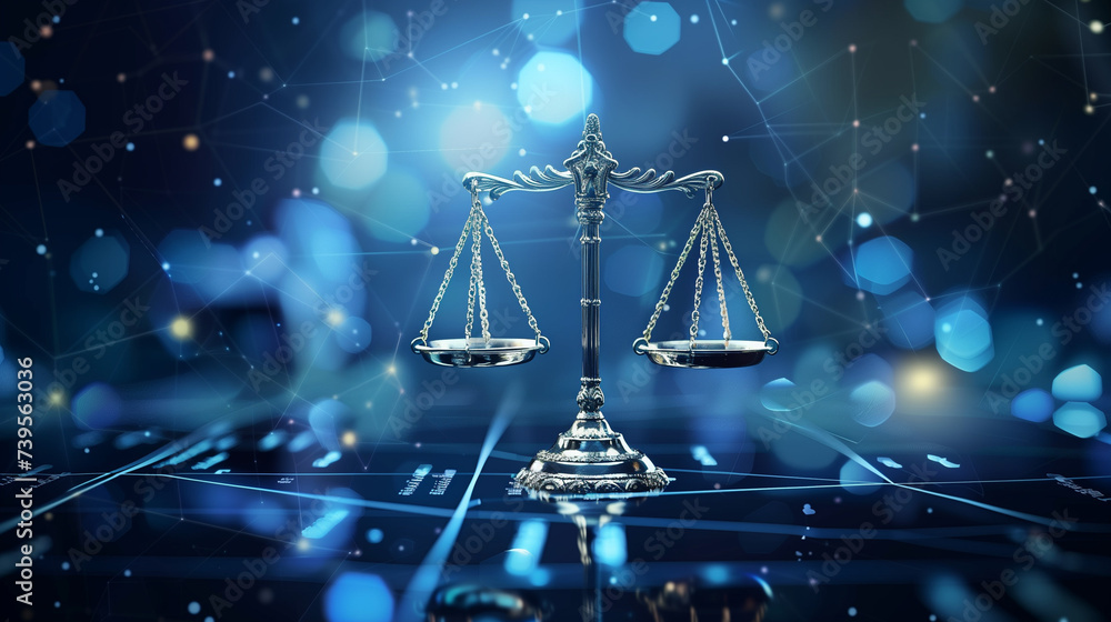 Scales of Justice on Digital Network Background
Scales of Justice on Digital Network Background