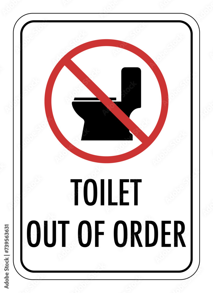 Vector graphic of sign informing that the bathroom is temporarily out
