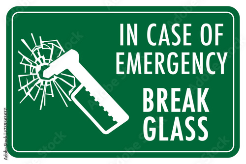 Vector graphic of sign indicating the location of emergency hammer to break glass