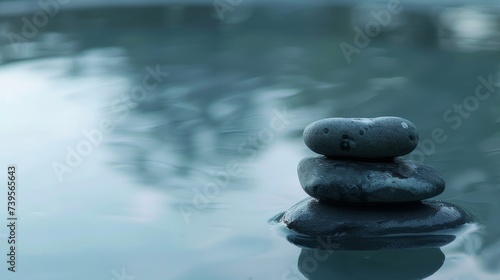 Zen Stones in Serene Water: Calming Nature Scenes for Mindfulness, Wellness and Relaxation