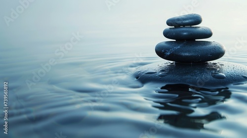 Zen Stones in Serene Water  Calming Nature Scenes for Mindfulness  Wellness and Relaxation  