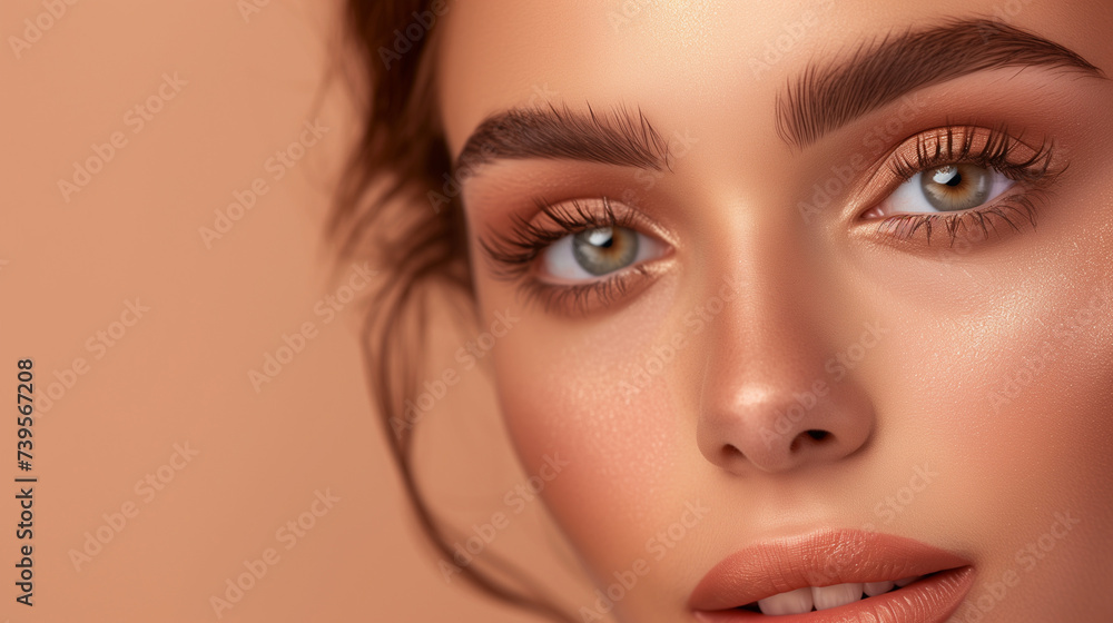 Portrait of woman with mascara, wellness, makeup and beauty in a studio setting. This aesthetic image showcases skincare products and cosmetics, highlighting the salon experience Portrait of woman with mascara, wellness, makeup and beauty in a studio setting. This aesthetic image showcases skincare products and cosmetics, highlighting the salon experience