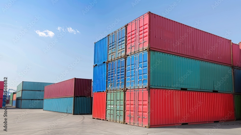 Colorful Shipping Containers in Parking Lot Colorful Shipping Containers in Parking Lot