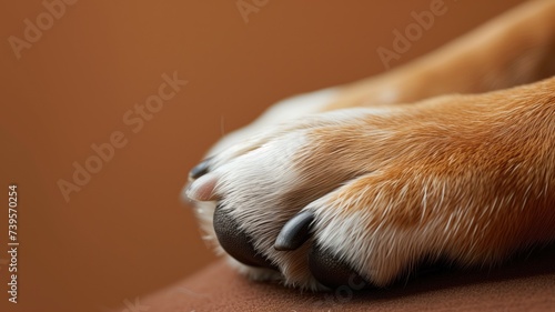 Close-up of dog paws with black pads photo