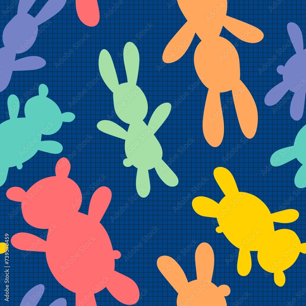 Fototapeta premium Cartoon animals doodle seamless bears and rabbit pattern for wrapping paper and fabrics and linens