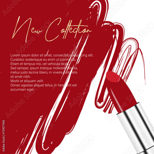Glossy red lipstick background