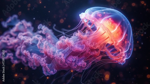 Colorful Jellyfish Floating in Water