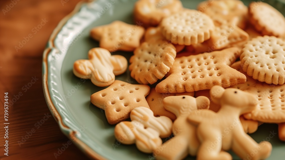 Animal-shaped butter cookies on a plate