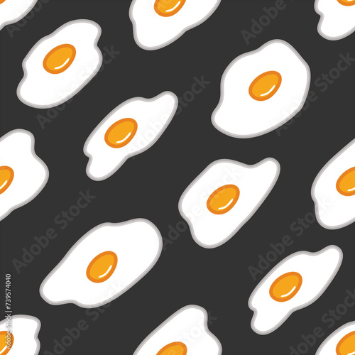Seamless pattern, fried eggs with bright yolk. Cheerful and cute.