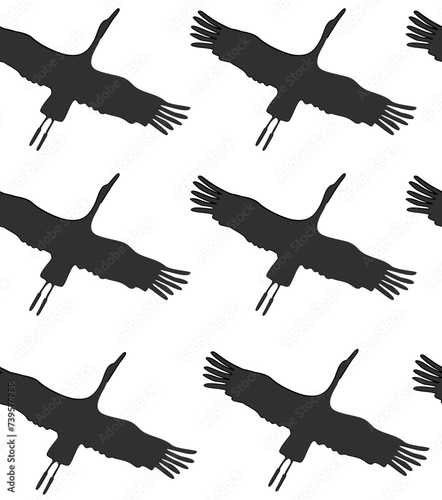 Obraz premium Seamless pattern Beautiful sophisticated crane birds.
