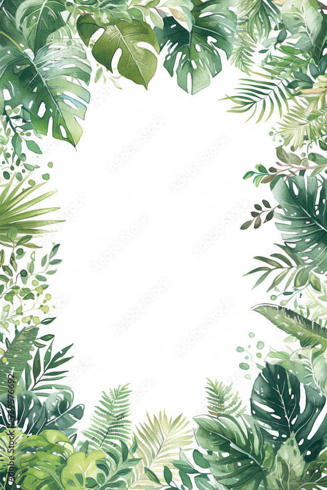 Frame of green leaves, vegetables, flowers space for Text