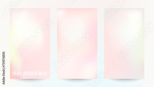 Pearl mesh gradient vector design cards. Pastel watercolor style backgrounds. Minimalist web blog templates